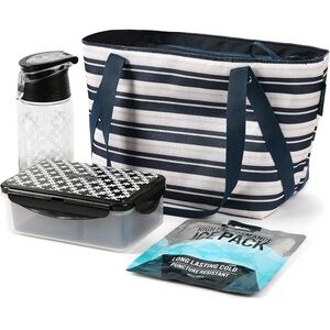 Arctic Zone Commuter Tote with 6 Piece Printed Leak Proof Bento Box